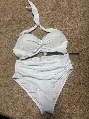 3 for $20 Tempt Me White Two-Piece Halter Bikini Set Size Medium